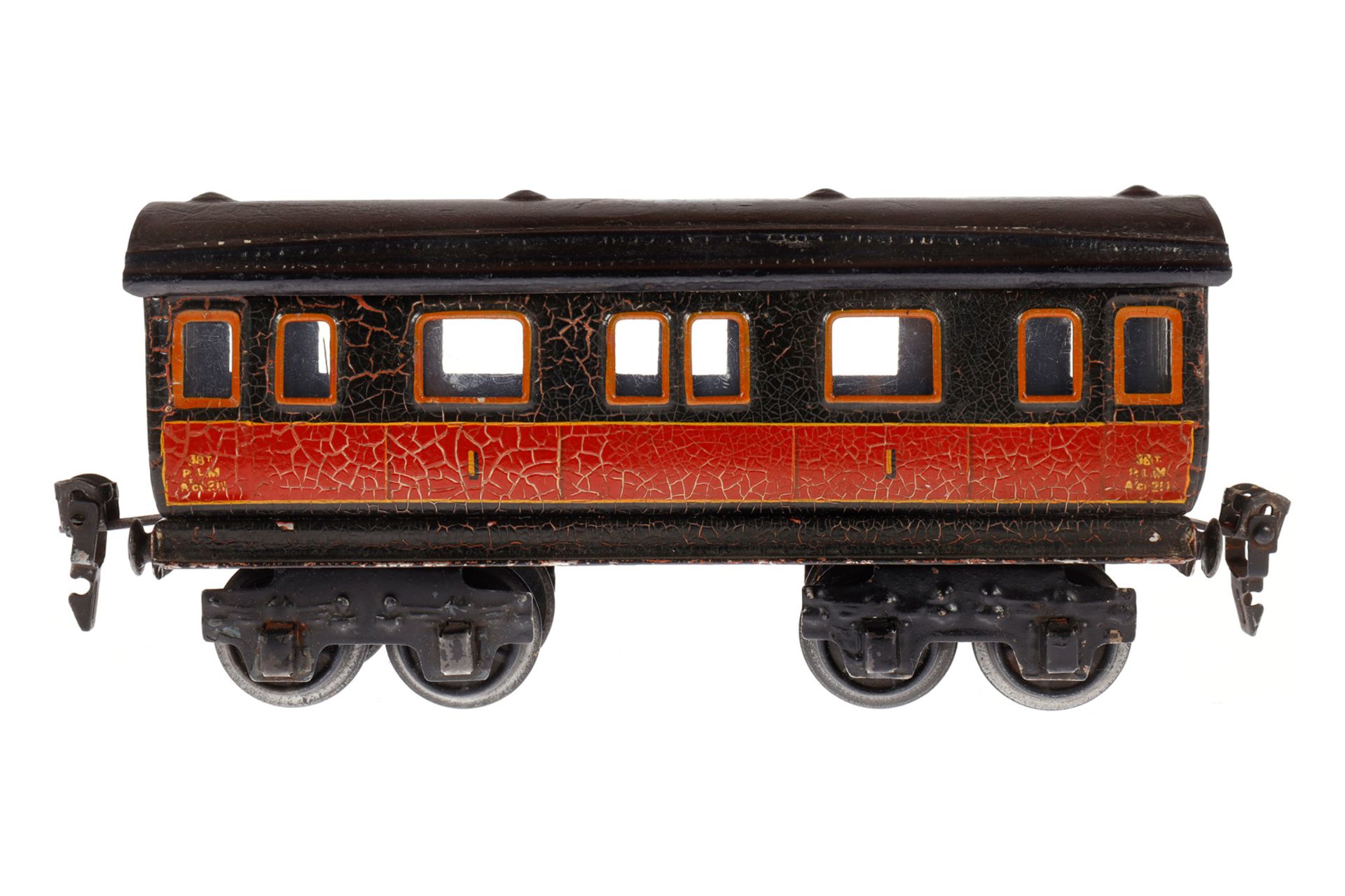 Märklin franz. Personenwagen 2873 PLM, Spur 0, rot/schwarz, 1. Klasse, Dach rest., LS und stark