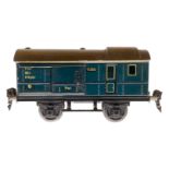 Märklin Gepäckwagen 1726, Spur 0, blau, mit 2 ST, LS tw ausgeb., gealterter Lack, L 16,5, Z 3