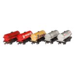 5 Hornby Dublo Kesselwagen, Spur H0, LS und Alterungsspuren, L 8, Z 3