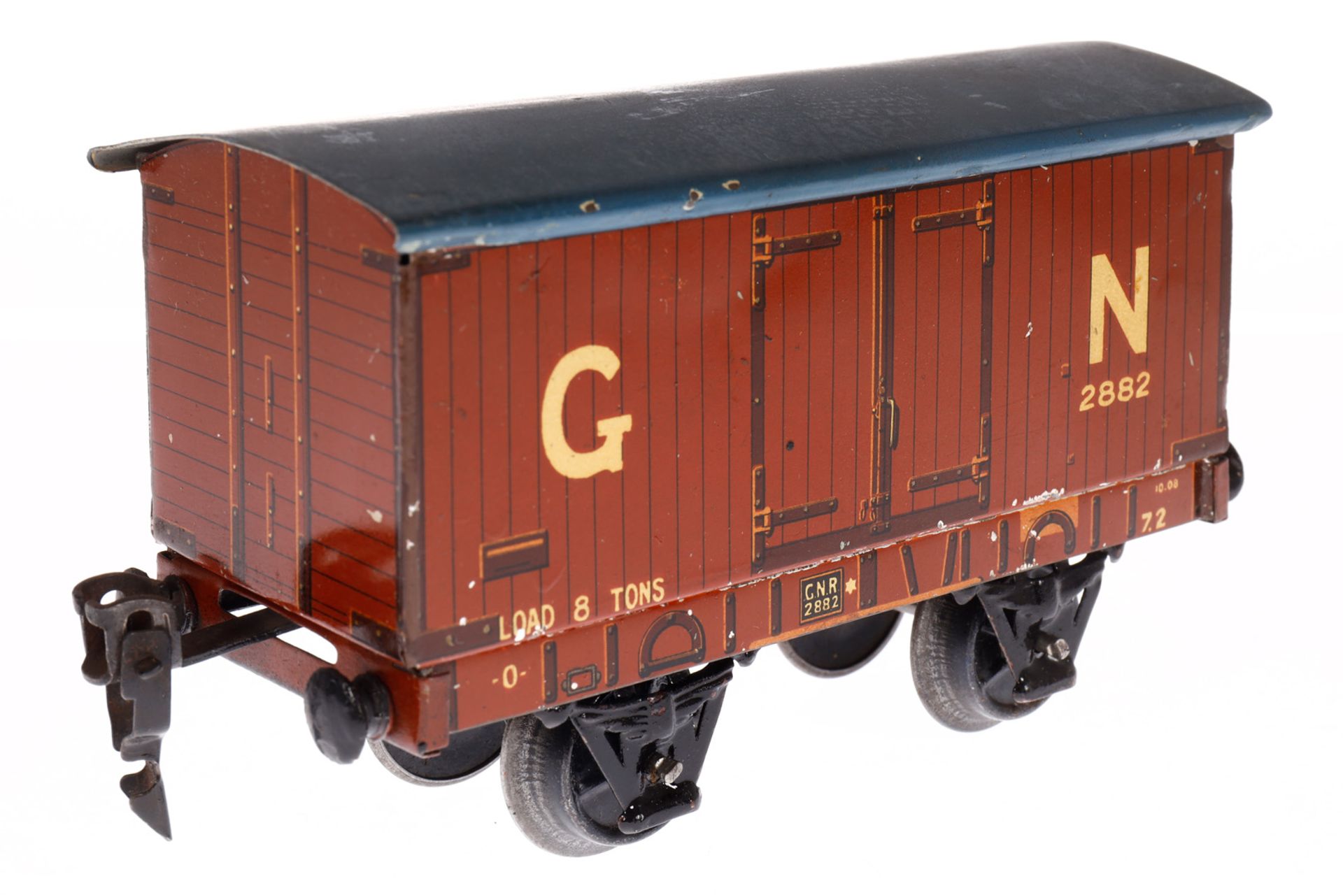 Märklin engl. ged. Güterwagen 2882 GN, Spur 0, CL, LS tw ausgeb., gealterter Lack, L 14,5, Z 3 - Image 3 of 4