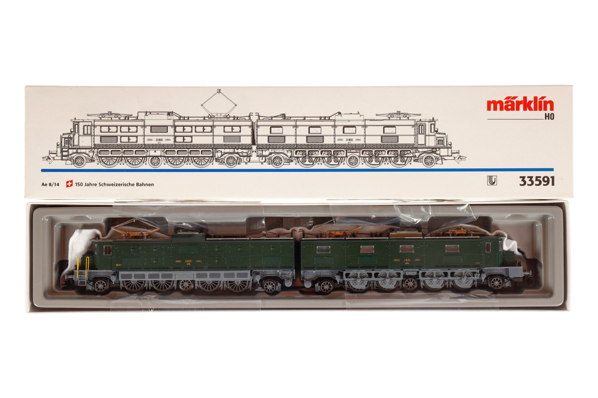 Märklin Doppel-Lokomotive ”11801” 33591, Spur H0, grün, Alterungsspuren, OK, Z 2