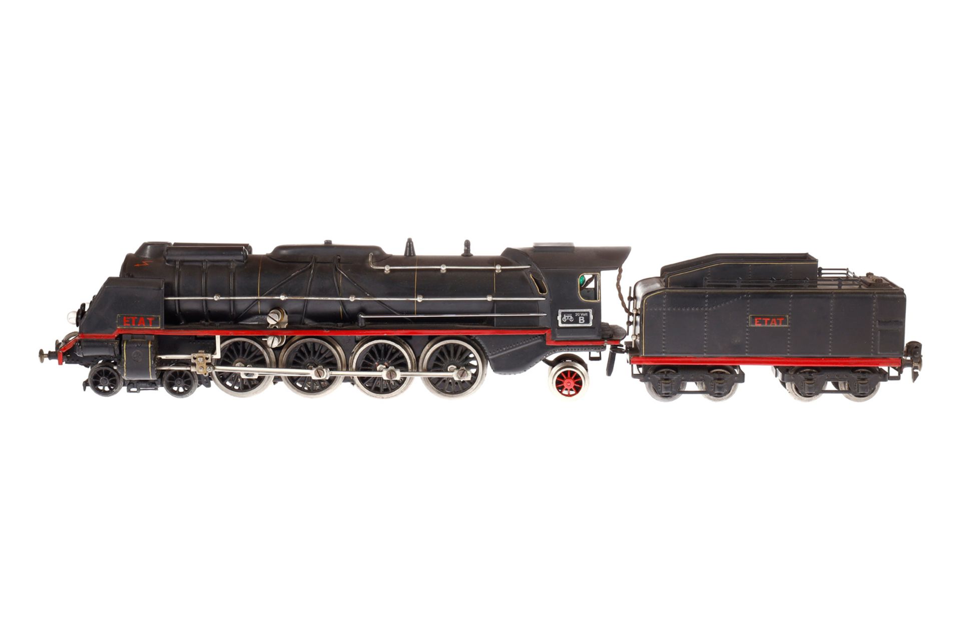 Märklin franz. 2-D-1 Dampflok ”ETAT” ME 66/12920, Spur 0, elektr., schwarz, mit Tender und 2 el.