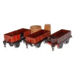 3 Märklin Güterwagen, Spur 0, HL und ÜL, L 11 und 13, Z 4