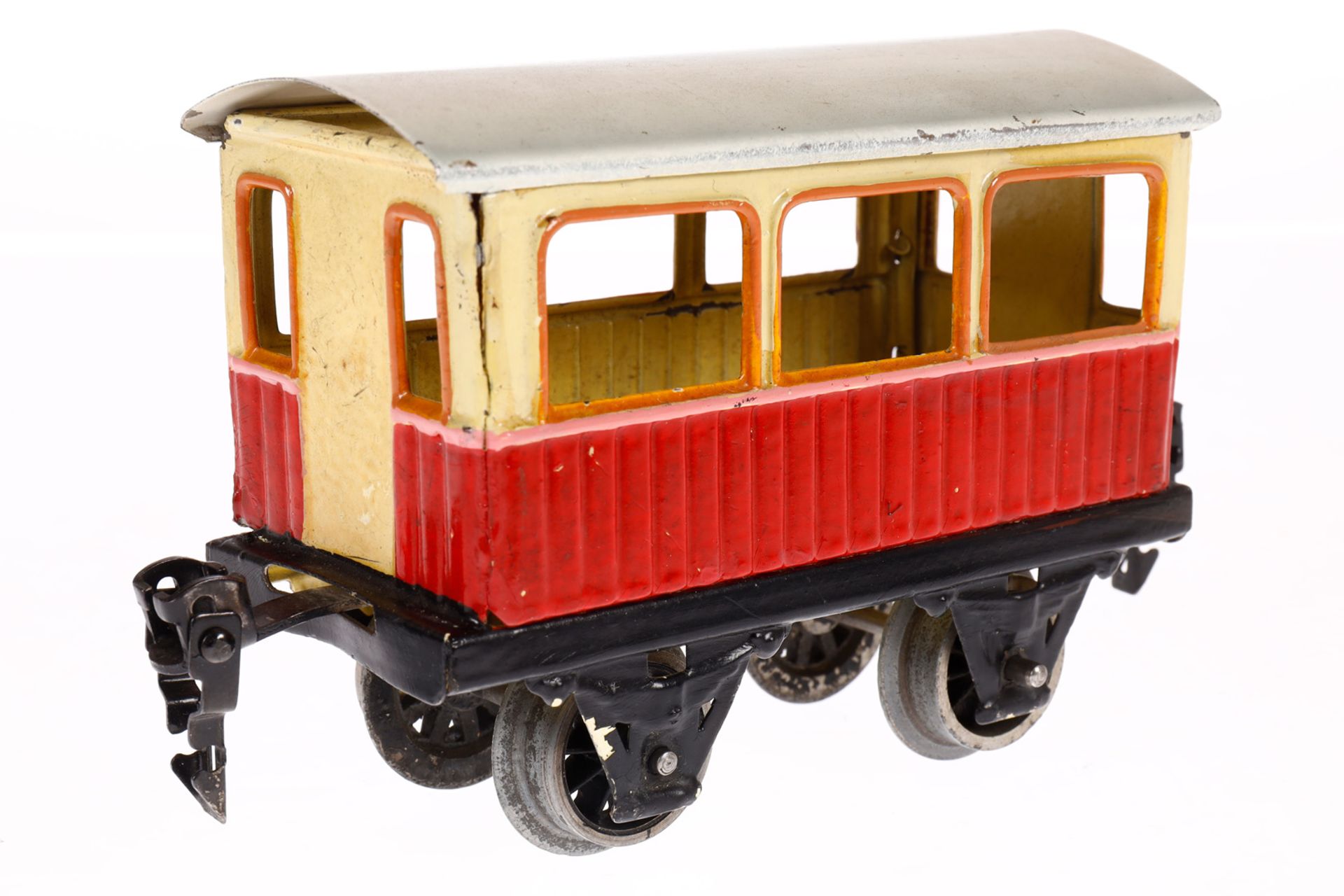 Märklin Aussichtswagen 1834, Spur 0, creme/rot, mit Gussrädern, Dach und Schwarzbereiche rest., LS - Image 3 of 4