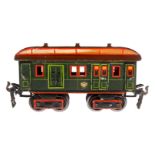 Märklin Post/Gepäckwagen 1844, Spur 0, uralt, HL, mit Inneneinrichtung, 4 AT, 2 DT und 4 ST, LS