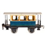 Märklin Aussichtswagen 1835, Spur 0, creme/blau, mit Inneneinrichtung, 4 AT und Gussrädern, LS tw