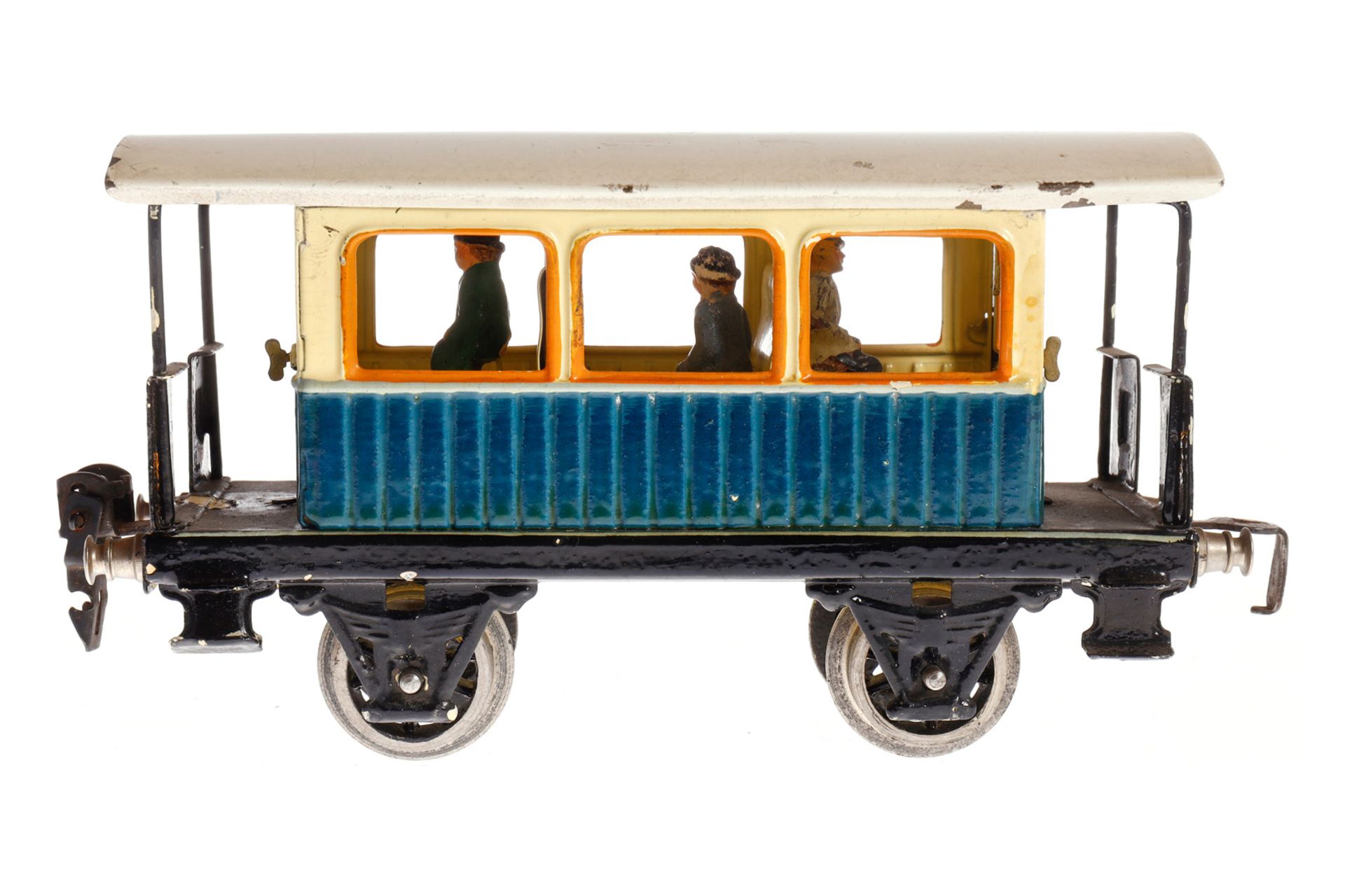 Märklin Aussichtswagen 1835, Spur 0, creme/blau, mit Inneneinrichtung, 4 AT und Gussrädern, LS tw