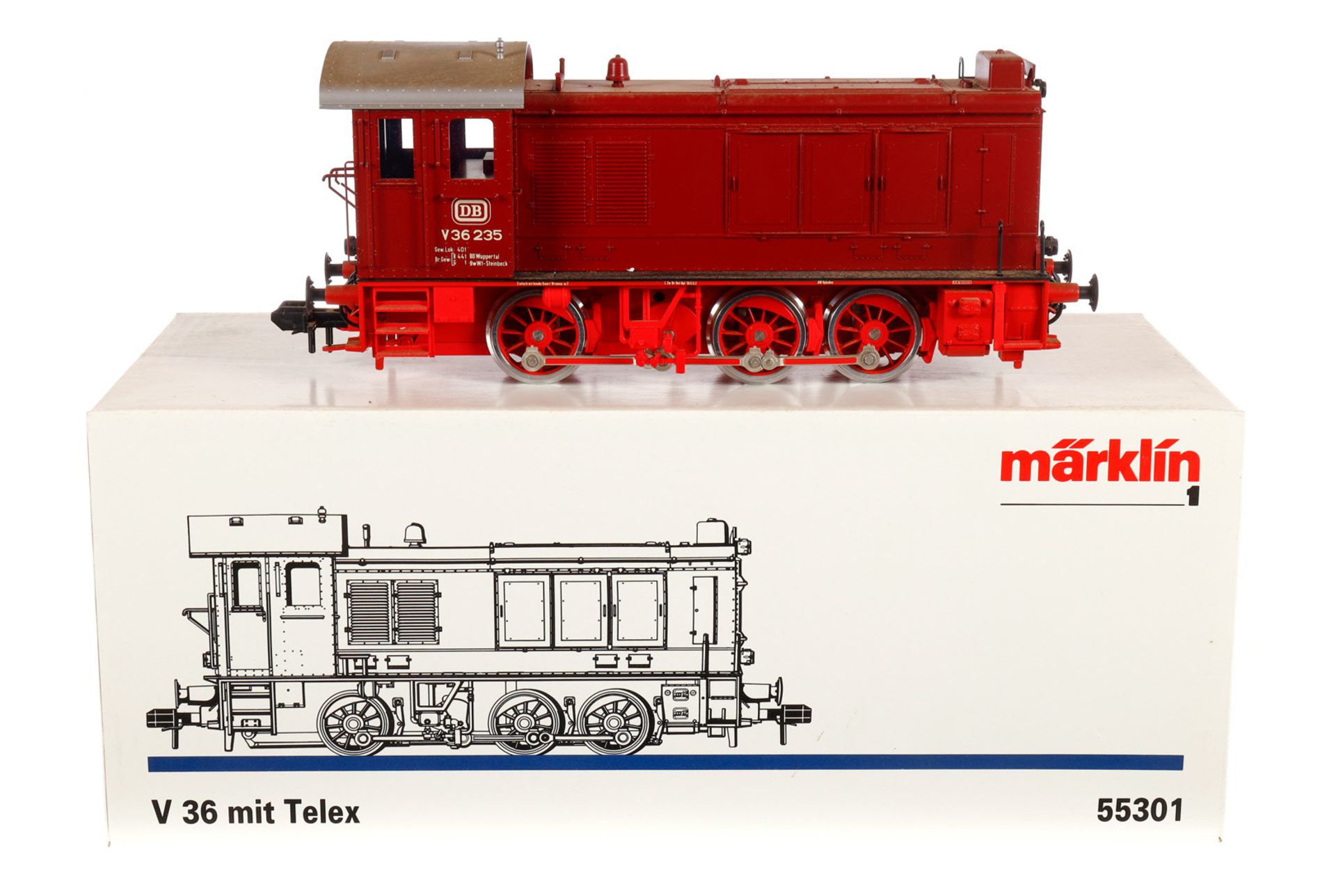 Märklin Diesellok ”V 36 235” 55301, Spur 1, elektr., rot, Alterungsspuren und verstaubt, OK, sonst