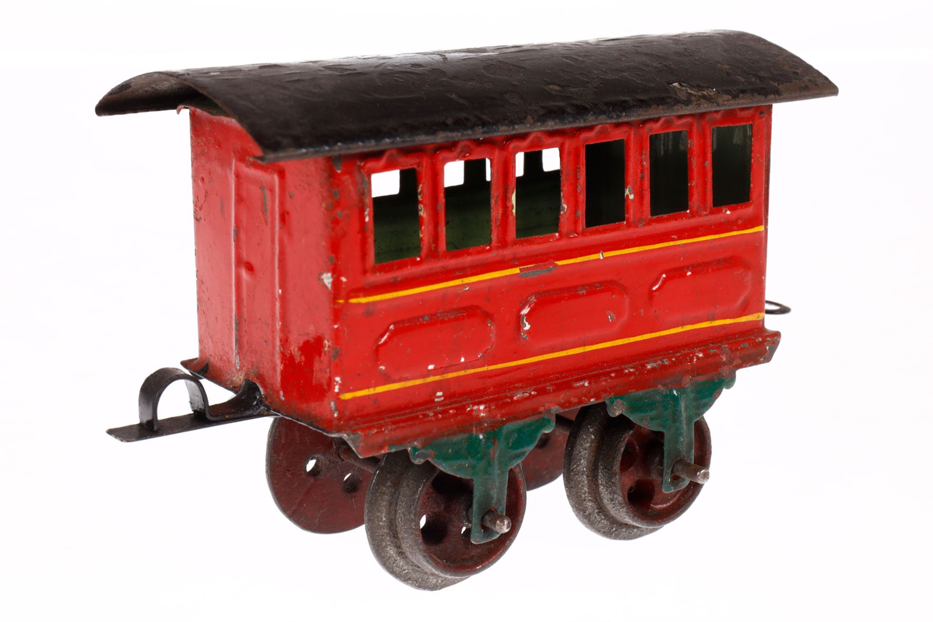 Märklin Personenwagen 1805, Spur 0, uralt, HL, mit Schnappkupplungen und Gussrädern, Dach ÜL, LS und - Image 2 of 4