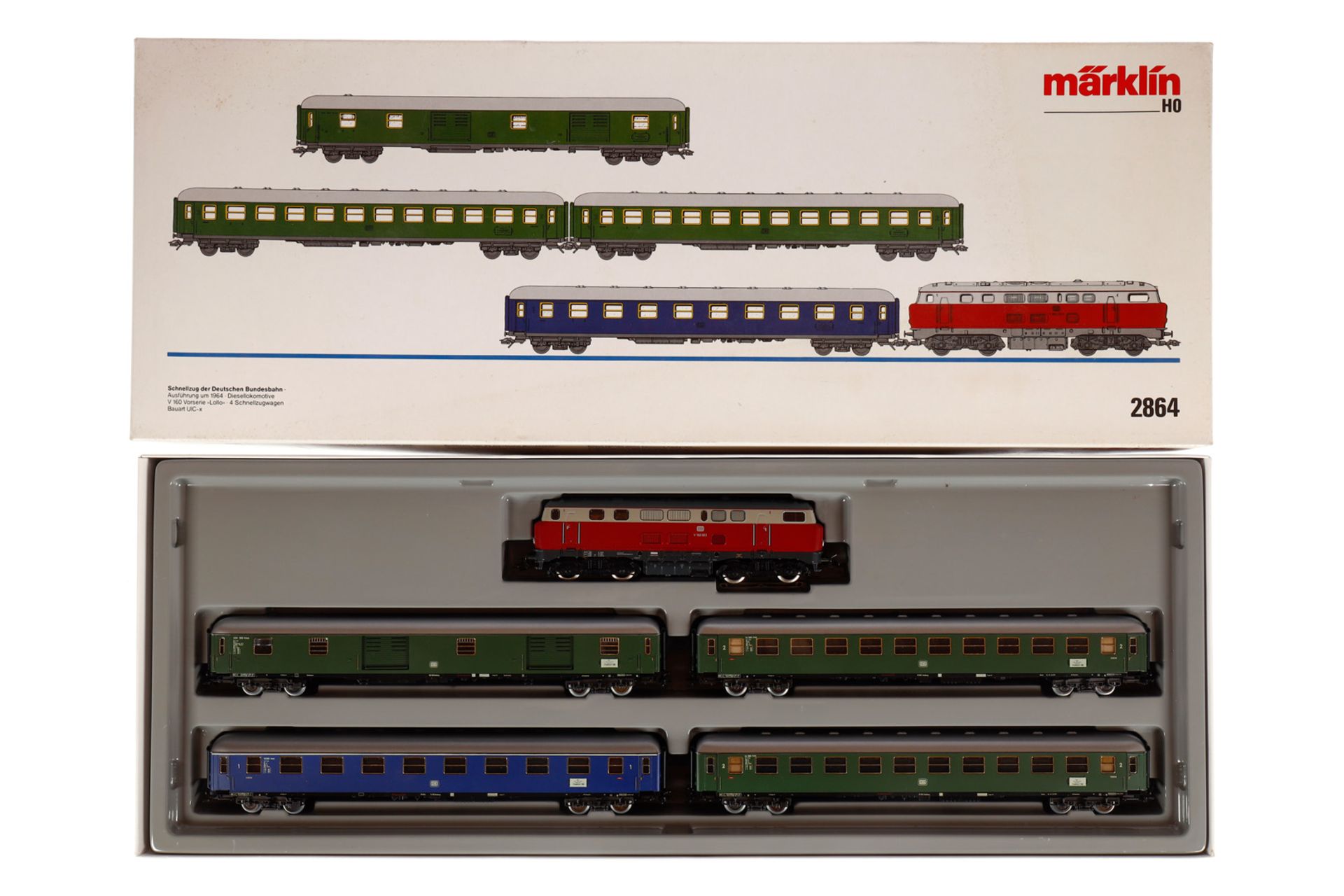 Märklin Schnellzug ”DB” 2864, Spur H0, komplett, Alterungsspuren, OK, Z 2