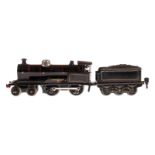 Märklin engl. 2-B Dampflok ”Queen Mary” E 1030 LNWR, Spur 0, Uhrwerk intakt, schwarz, mit Tender,