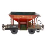 Märklin Schotterwagen 1767, Spur 0, HL, LS tw ausgeb., gealterter Lack, L 16,5, sonst noch Z 2-3