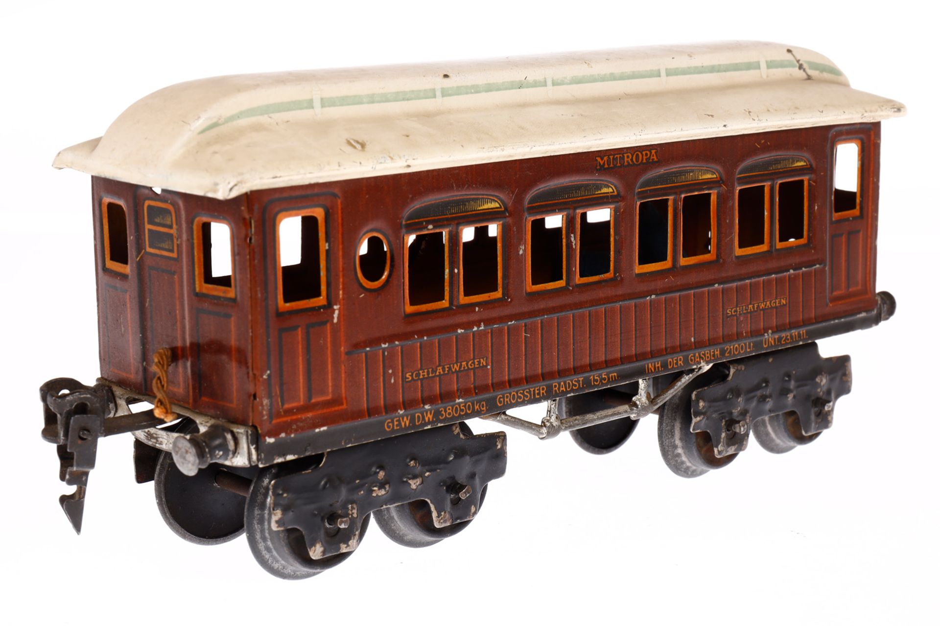 Märklin Mitropa Schlafwagen 1886, Spur 0, CL, LS und gealterter Lack, L 20, Z 3 - Image 3 of 4