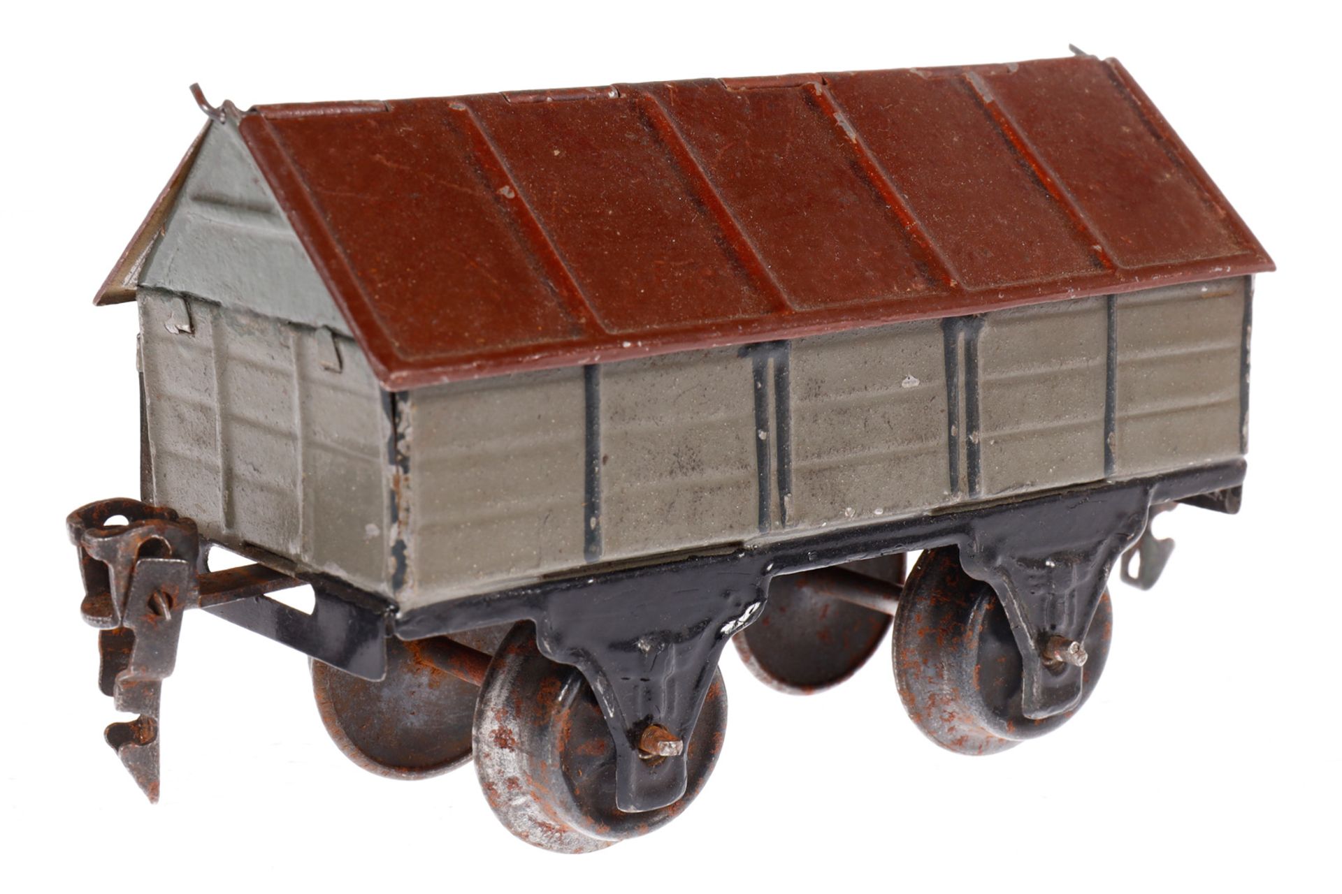 Märklin Zementwagen 1919, Spur 0, HL, ohne Aufschrift, erhöhte Stirnwände nachlackiert, LS, L 11, - Image 2 of 4