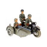 Motorradfahrer mit Beiwagen, Masse/Blech, LS, L 10,5, Z 3