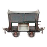 Märklin Muldenwagen 1912, Spur 1, uralt, HL, 2 Puffer fehlen, LS tw ausgeb., gealterter Lack, L 17,