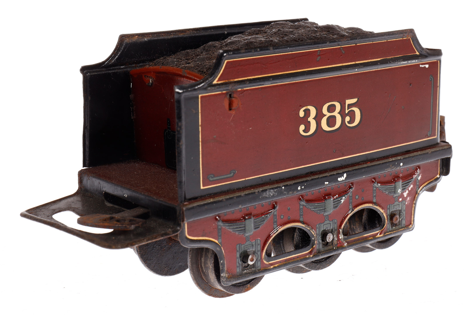 Märklin engl. 2-B Dampflok ”385” E 1030 MR, Spur 0, Uhrwerk intakt, rotbraun/schwarz, mit Tender, - Image 5 of 6