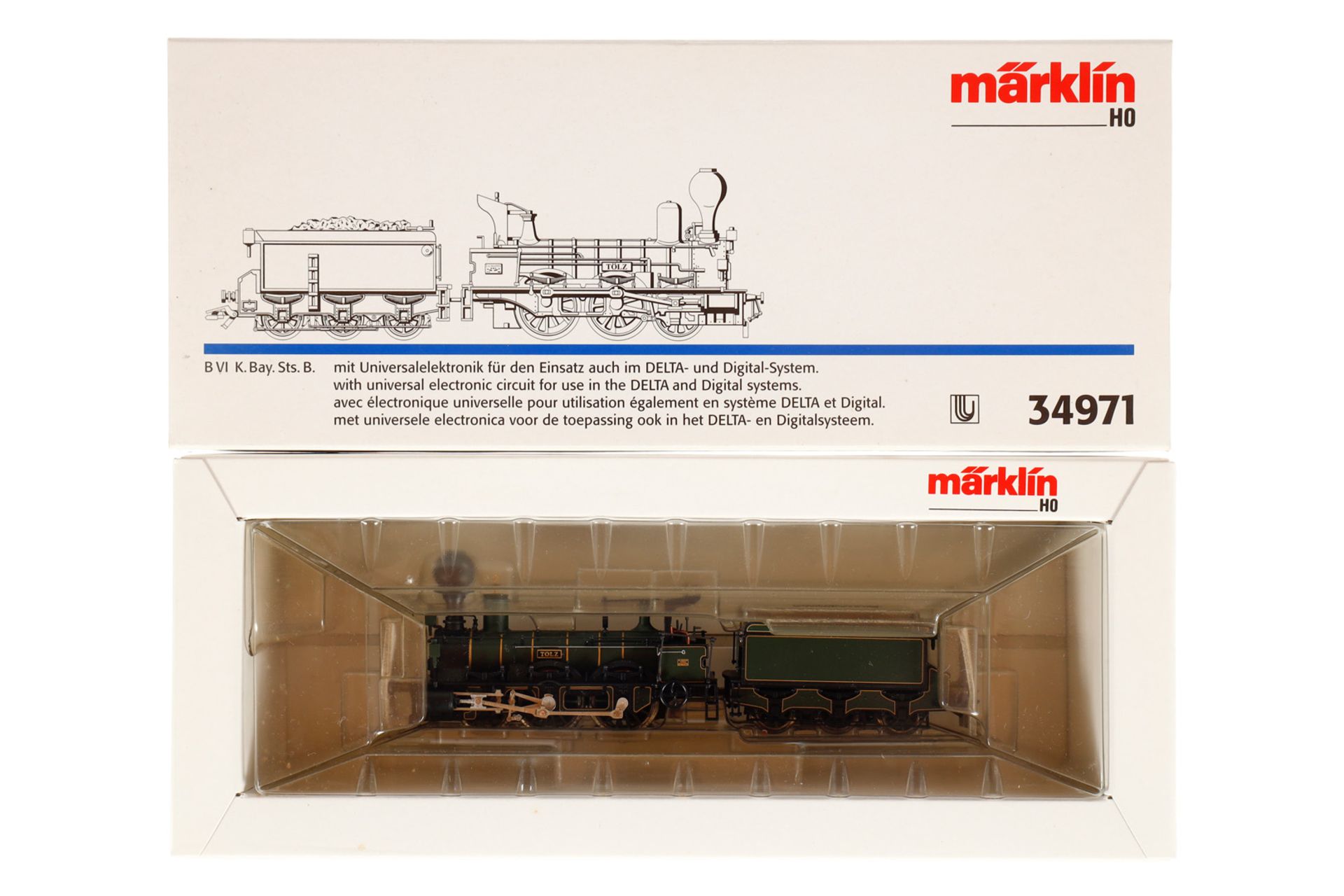 Märklin 1-B Schlepptenderlok ”Tölz” 34971, Spur H0, grün/schwarz, Alterungsspuren, OK, Z 2