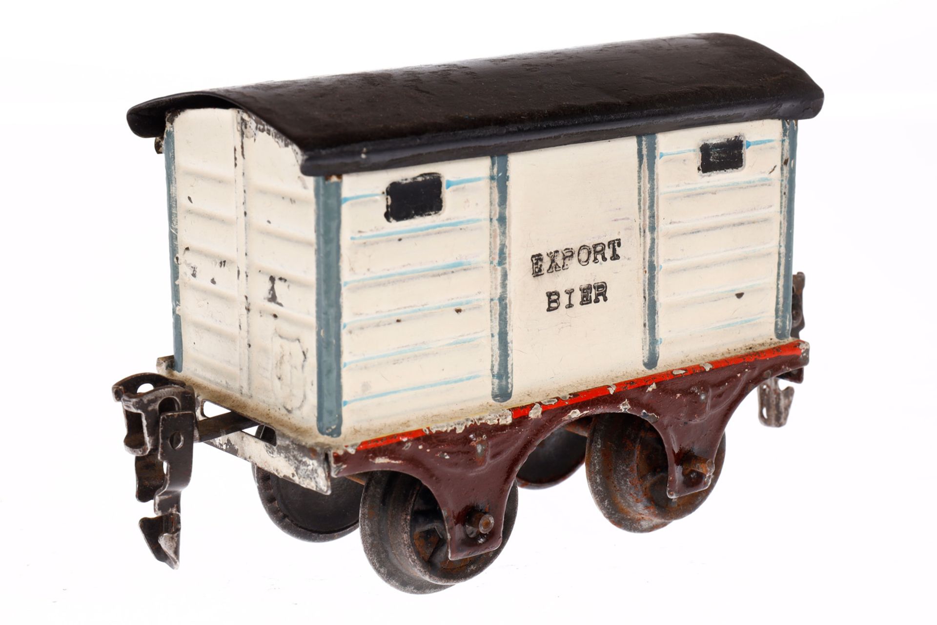 Märklin Export Bierwagen 1808, Spur 0, uralt, HL, mit 1 ST, LS tw ausgeb., gealterter Lack, L 9,5, Z - Image 3 of 4