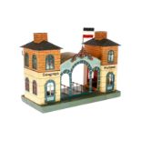 Märklin Bahnhof 2003, uralt, HL, für Kerzenbeleuchtung, mit Mitteldurchgang und 2 AT, Fahne ersetzt,