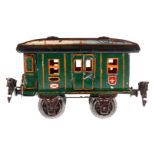 Märklin schweizer Postwagen 1822, Spur 0, uralt, HL, mit Inneneinrichtung, 2 AT und 2 DT, meist