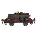 Märklin Plattformwagen 1770/15, Spur 0, HL, mit Feldküche und 1 Soldat, Ofenrohr fehlt, LS und