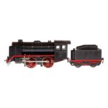 Märklin B-Dampflok R 921, Spur 1, Uhrwerk intakt, schwarz, mit Tender, kW und 2 imit. Stirnlampen, 1