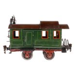 Märklin Gepäckwagen 1836, Spur 1, uralt, HL, mit Inneneinrichtung, 1 AT und 2 ST, Laternen