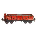 Märklin Hochbordwagen 1851, Spur 0, CL, mit BRH und 2x2 LT, LS und gealterter Lack, L 24,5, Z 3