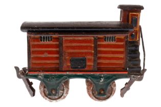 Märklin ged. Güterwagen 1804, Spur 0, uralt, HL, mit BRHh und 1 ST, LS tw ausgeb., gealterter