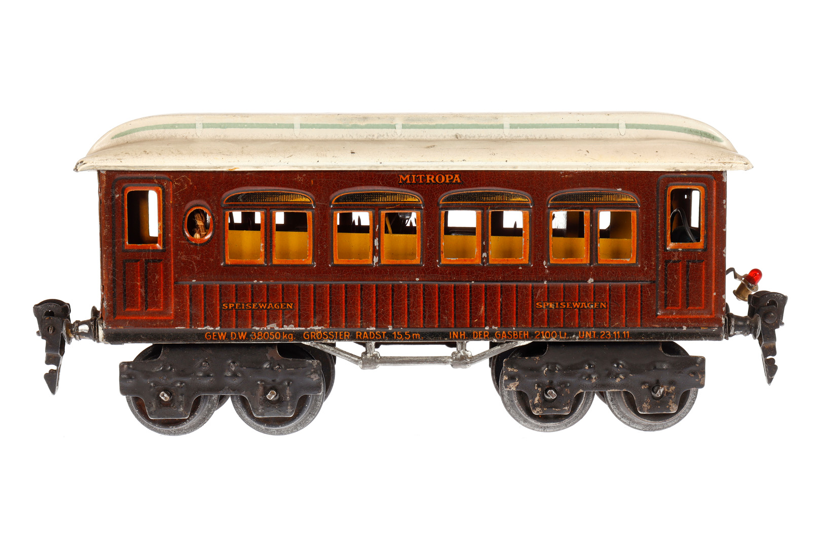 Märklin Mitropa Speisewagen 1886, Spur 0, CL, mit nicht passender Einrichtung, LS und gealterter