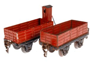 2 Märklin Güterwagen 1916 und 1917, Spur 0, HL, LS und gealterter Lack, L 11, Z 3