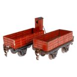 2 Märklin Güterwagen 1916 und 1917, Spur 0, HL, LS und gealterter Lack, L 11, Z 3