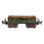 Märklin offener Güterwagen 1845, Spur 1, uralt, HL, 2x2 LTH, LS und gealterter Lack, L 26,5, Z 2-3