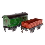 2 Märklin Wagen 1720 und 1916, Spur 0, CL und HL, LS und gealterter Lack, L 12,5 und 13, Z 2-3