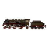 Märklin 2-B-1 Dampflok CER 1020, Spur 0, Uhrwerk intakt, olivgrau/schwarz, mit Tender, kW, 2 imit.