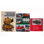 3 versch. Bücher über Eisenbahn, Alterungsspuren