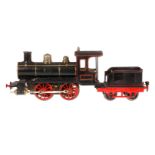 Märklin B-Dampflok 1021, Spur 1, uralt, Uhrwerk intakt, HL, mit Tender, Bremse und Kleinteile