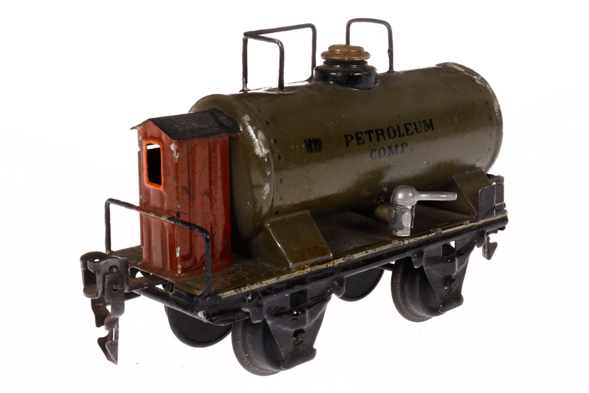 Märklin Petroleumwagen 1839, Spur 0, HL, mit BRH, 1 Treppe lose, LS tw ausgeb., gealterter Lack, L - Image 2 of 4