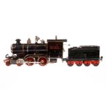 Märklin amerik. 2-B Dampflok AEE 4021, Spur 1, uralt, spiritusbetrieben, schwarz, mit Tender,