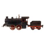 Märklin B-Dampflok 4031, Spur 1, spiritusbetrieben, schwarz, mit falschem Tender, Brenner, Pfeife