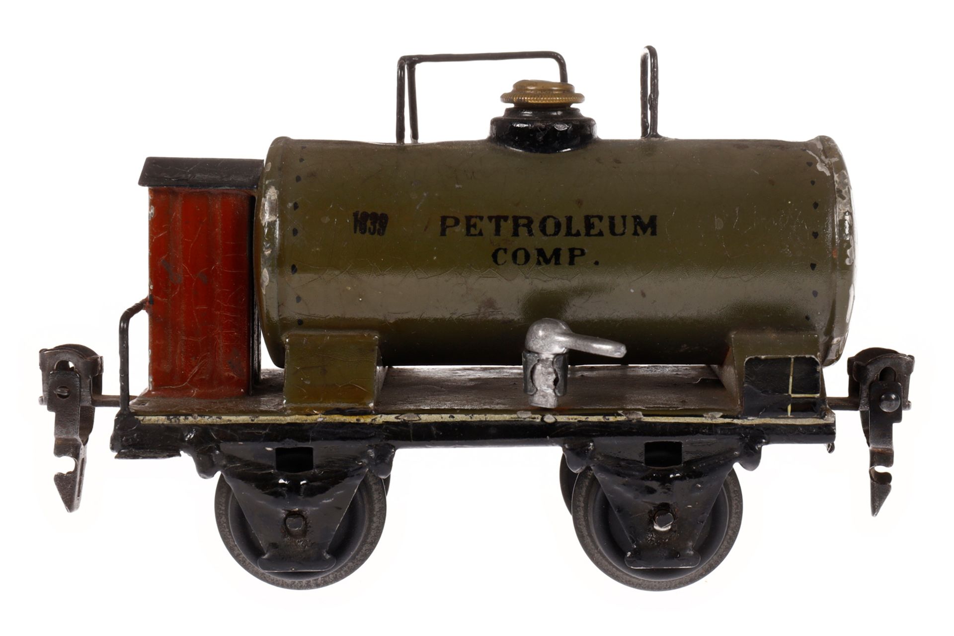 Märklin Petroleumwagen 1839, Spur 0, HL, mit BRH, 1 Treppe lose, LS tw ausgeb., gealterter Lack, L