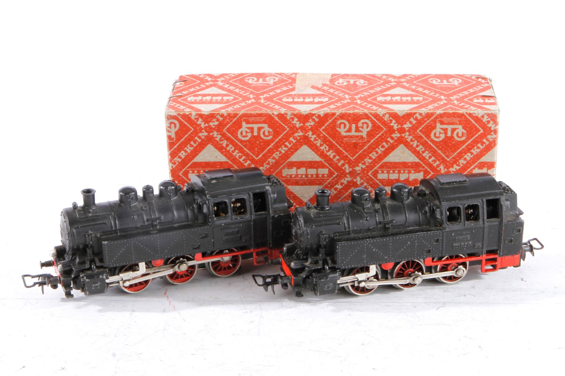2 Märklin C-Tenderlokomotiven TM 800, Spur H0, schwarz, Alterungsspuren, Z 3