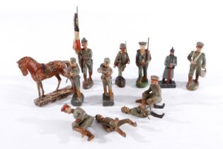 Konv. mit versch. Soldaten, 1. WK, Masse, HL, darunter 1 Pferd, LS, Z 3