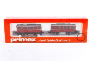 Primex Schienenbus mit Anhänger 3018, Spur H0, rot, Alterungsspuren, im tw besch. OK, Z 2-3