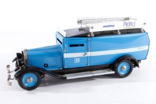 Märklin Geldtransport-Auto 1101, blau, mit Zertifikat, ohne Schlüssel, Alterungsspuren, L 40, im