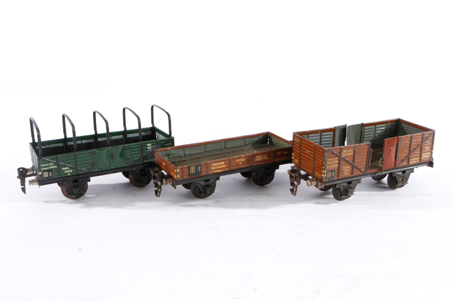 3 Märklin Güterwagen 1763, 1764 und 1765, Spur 0, CL, L 16,5, Z 4