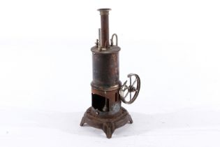Kleine stehende Dampfmaschine, KD 5, auf Gusssockel, ohne Brenner, H 24, zum Herrichten