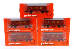 5 Primex Güterwagen 4542, Spur H0, Alterungsspuren, je im tw besch. OK, meist Z 2-3