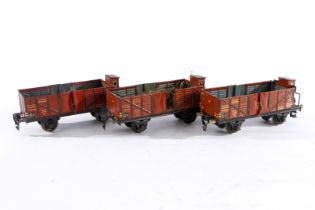 3 Märklin Hochbordwagen 1771, Spur 0, CL, L 18,5, Z 4